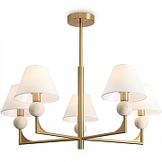 Люстра на штанге Freya Riley FR2043CL-05BS цвет плафона/подвески Белый, цвет арматуры Латунь-2