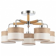 Люстра на штанге Freya Helen FR5329-PL-05-CH цвет плафона/подвески Бежевый, Коричневый, цвет арматуры Коричневый, Хром