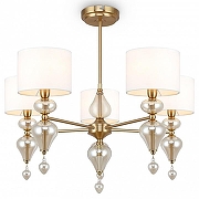 Люстра на штанге Freya Raise FR5369CL-05BS цвет плафона/подвески Белый, цвет арматуры Латунь, Оранжевый