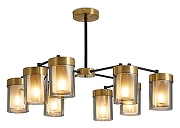 Люстра на штанге Freya Lora FR5432PL-08BBS цвет латунь, черный