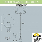 Фонарный столб Fumagalli Globe 400 G40.205.M20.AYE27 цвет плафона/подвески Опал, цвет арматуры Черный-4