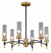 Люстра на штанге ILLUMICO BRASS TUBO IL5177-6PLS-29 BRASS TUBO цвет плафона/подвески Прозрачный, цвет арматуры Бронза, Черный