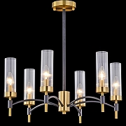 Люстра на штанге ILLUMICO BRASS TUBO IL5177-6PLS-29 BRASS TUBO цвет плафона/подвески Прозрачный, цвет арматуры Бронза, Черный-1