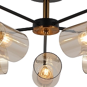 Люстра на штанге ILLUMICO IL8248-5COU-79 BK GD цвет плафона/подвески Коричневый, цвет арматуры Золото, Черный-1