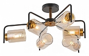 Люстра на штанге ILLUMICO IL8248-6COU-79 BK GD цвет плафона/подвески Коричневый, цвет арматуры Золото, Черный