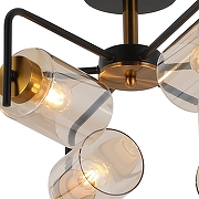 Люстра на штанге ILLUMICO IL8248-6COU-79 BK GD цвет плафона/подвески Коричневый, цвет арматуры Золото, Черный-1