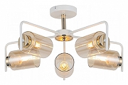 Люстра на штанге ILLUMICO IL8248-5COU-79 WH GD цвет плафона/подвески Коричневый, цвет арматуры Белый, Золото