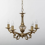 Люстра Abrasax Sylvia L.8110-5YB цвет плафона/подвески Янтарный, цвет арматуры Латунь, Янтарный-1