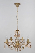 Люстра Abrasax Sylvia L.8110-5YB цвет плафона/подвески Янтарный, цвет арматуры Латунь, Янтарный-4