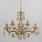 Люстра Abrasax Sylvia L.8110-5YB цвет плафона/подвески Янтарный, цвет арматуры Латунь, Янтарный-5