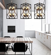 Люстра LUMINA DECO Quadrato LDP 1223-8 BK+MD цвет плафона/подвески Янтарный, цвет арматуры Золото, Черный-2