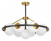 Люстра на штанге LUMINA DECO Donzano LDP 8034-9 BK+WT цвет плафона/подвески Белый, цвет арматуры Бронза, Черный