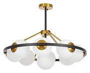 Люстра на штанге LUMINA DECO Donzano LDP 8034-9 BK+WT цвет плафона/подвески Белый, цвет арматуры Бронза, Черный-1