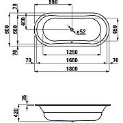 Стальная ванна Laufen Thallium 180х80 2.2509.0.600.040.1 с антискользящим покрытием-1