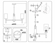Люстра на штанге Ambrella Light HIGH LIGHT LH56261 цвет плафона/подвески Белый, цвет арматуры Латунь-6