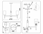 Люстра на штанге Ambrella Light HIGH LIGHT LH56263 цвет плафона/подвески Белый, цвет арматуры Латунь-6