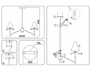 Люстра на штанге Ambrella Light HIGH LIGHT LH57131 цвет плафона/подвески Белый, цвет арматуры Латунь-7