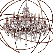 Люстра Loft it Foucaults Orb Crystal LOFT1897/15 цвет плафона/подвески Прозрачный, цвет арматуры Коричневый, Прозрачный-2