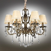 Люстра Omnilux Catanzaro OML-30813-06 цвет плафона/подвески Бежевый, Прозрачный, цвет арматуры Бронза-1