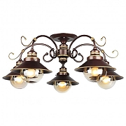 Люстра на штанге Omnilux Fontelo OML-50407-05 цвет плафона/подвески Прозрачный, цвет арматуры Золото, Коричневый