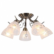 Люстра Omnilux Casagliana OML-53807-05 цвет плафона/подвески Белый, Прозрачный, цвет арматуры Бронза