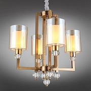 Люстра Omnilux Maranello OML-80003-04 цвет плафона/подвески Белый, Прозрачный, цвет арматуры Золото, Прозрачный-1