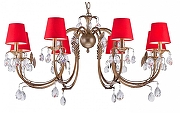 Люстра Arti Lampadari Meranola Meranola E 1.1.8 AG цвет плафона/подвески Красный, Прозрачный, цвет арматуры Золото