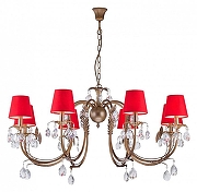 Люстра Arti Lampadari Meranola Meranola E 1.1.8 AG цвет плафона/подвески Красный, Прозрачный, цвет арматуры Золото-1