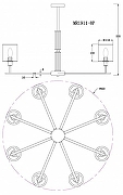 Люстра на штанге MyFar Alen MR1911-8P цвет плафона/подвески Прозрачный, цвет арматуры Латунь-5