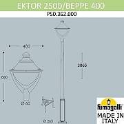 Фонарный столб Fumagalli Beppe P50.362.000.AXH27 цвет плафона/подвески Прозрачный, цвет арматуры Черный-2
