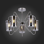 Люстра на штанге EVOLUCE Val1er1 SLE102302-05 цвет плафона/подвески Светло-серый, цвет арматуры Хром-2
