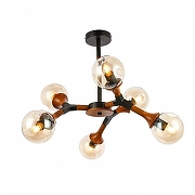 Люстра на штанге EVOLUCE Raquel SLE109402-06 цвет плафона/подвески Оранжевый, цвет арматуры Черный