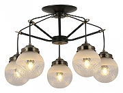 Люстра на штанге EVOLUCE Str1cce SLE110302-05 цвет плафона/подвески Белый, Прозрачный, цвет арматуры Бронза, Черный