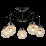 Люстра на штанге EVOLUCE Str1cce SLE110302-05 цвет плафона/подвески Белый, Прозрачный, цвет арматуры Бронза, Черный-1