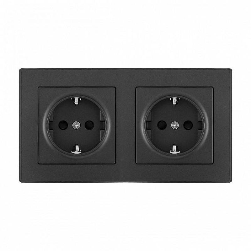 Розетка с заземлением и со шторкой Arte Milano SET06-2 SET06-2-40-1x2 black 