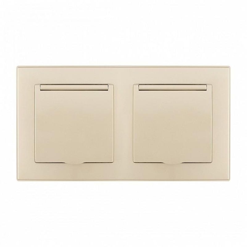 Розетка влагозащищенная с заземлением и со шторкой с крышкой Arte Milano SET06-2 SET06-2-41-1x2 shampan 