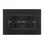 Розетка двойная с заземлением и со шторкой Arte Milano SET06-2 SET06-double-40-2 black цвет черный