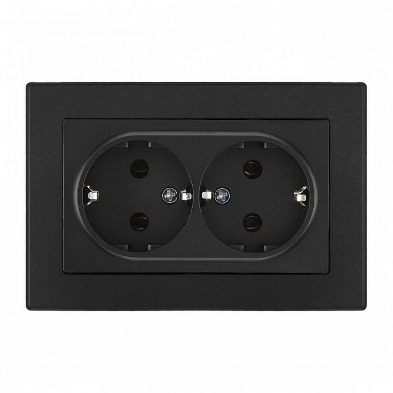 Розетка двойная с заземлением и со шторкой Arte Milano SET06-2 SET06-double-40-2 black 