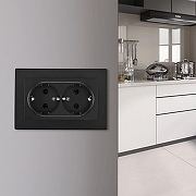 Розетка двойная с заземлением и со шторкой Arte Milano SET06-2 SET06-double-40-2 black цвет Черный-1