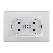 Розетка двойная с заземлением и со шторкой Arte Milano SET06-2 SET06-double-40-2 silver цвет серебро