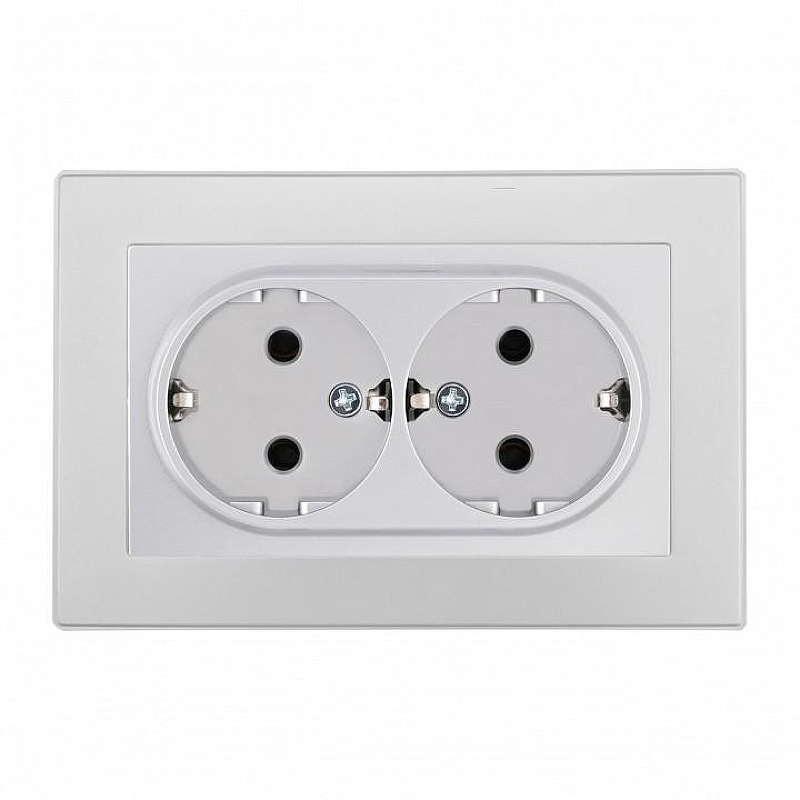 Розетка двойная с заземлением и со шторкой Arte Milano SET06-2 SET06-double-40-2 silver 