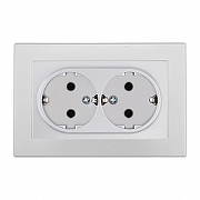 Розетка двойная с заземлением и со шторкой Arte Milano SET06-2 SET06-double-40-2 silver цвет Серебро