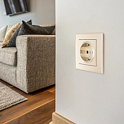 Розетка с заземлением и со шторкой Arte Milano SET06-1 SET06-1-40-1 shampan цвет Бежевый-2