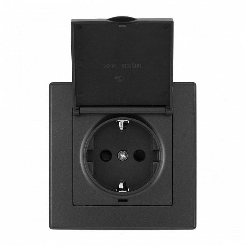 Розетка с заземлением и шторкой, с крышкой Arte Milano SET06-1 SET06-1-41-1 black 