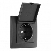 Розетка с заземлением и шторкой, с крышкой Arte Milano SET06-1 SET06-1-41-1 black цвет Черный-2