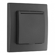 Розетка с заземлением и шторкой, с крышкой Arte Milano SET06-1 SET06-1-41-1 black цвет Черный-3