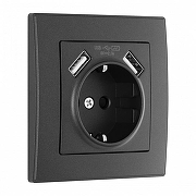 Розетка с заземлением и со шторкой и 2хUSB Arte Milano SET06-1 SET06-1-47-1 black цвет Черный