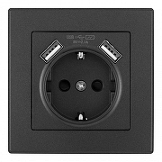 Розетка с заземлением и со шторкой и 2хUSB Arte Milano SET06-1 SET06-1-47-1 black цвет Черный-1