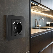Розетка с заземлением и со шторкой и 2хUSB Arte Milano SET06-1 SET06-1-47-1 black цвет Черный-2