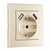 Розетка с заземлением и со шторкой и 2хUSB Arte Milano SET06-1 SET06-1-47-1 shampan цвет Бежевый